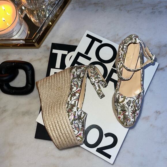 New Christian Louboutin Tropical Jungle Print Espadrille Wedge - Picture 2 of 11